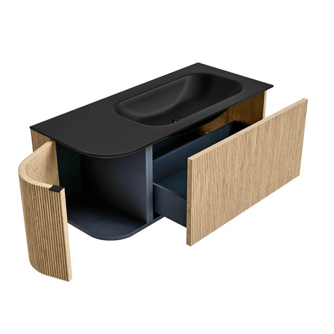 MONDIAZ KURVE Meuble de salle de bains 105 cm avec module 25 L couleur Oak avec 1 tiroir et 1 porte. Lavabo BIG SMALL à droite 1 trou de robinet Urban. SW1138449