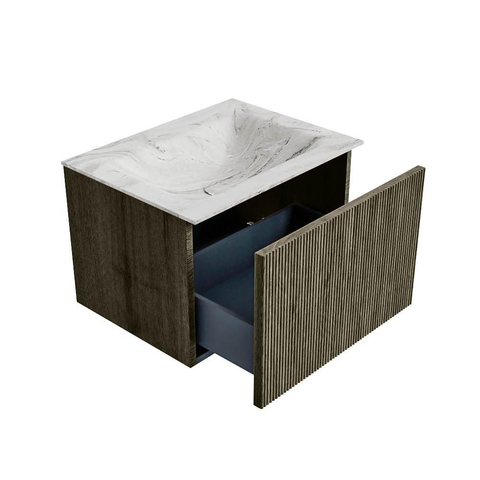 Mondiaz KURVE-DLUX Ensemble de meubles de salle de bains - 60x46x40cm - 1 tiroir - vasque solid surface - milieu - 1 trou de robinet - Shadow SW1414537