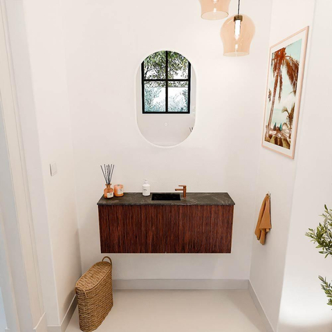 Mondiaz JOYA-DLUX 100cm toiletmeubel - kleur Ruby - Wastafel FAYE positie Midden 1 kraangat kleur Lava. SW1423630