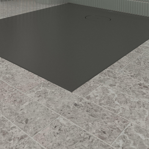 Villeroy & Boch Ecora douchebak - 100x90x3.5cm - afvoer korte zijde - anthracite (antraciet) SW1558967