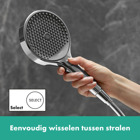 Hansgrohe RainFinity Doucheset - 130 - 3jet - ecosmart S Puro - 65cm Designflex - doucheslang - 160cm - hoogglans chroom SW918197