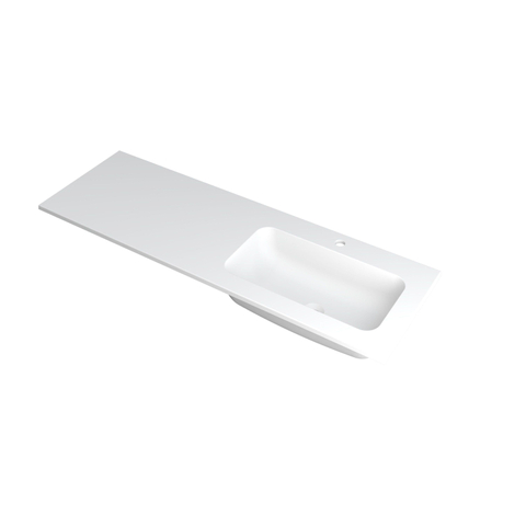 Ink faktor lavabo 140x1.5x45cm 1 trou pour robinet évier polystone blanc mat SW207298