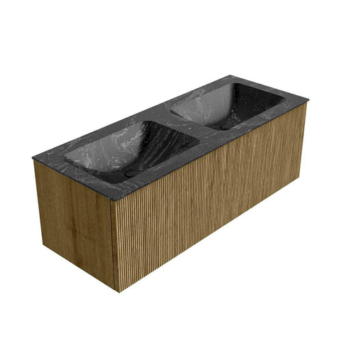 Mondiaz KURVE-DLUX Ensemble de meuble de salle de bains - 120x46x40cm - 1 tiroir - vasque solid surface - double - sans trou de robinet - Dusk SW1415532
