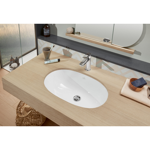 Villeroy & Boch O.novo onderbouwwastafel - 60x35cm - met overloop - zonder kraangatbank CeramicPlus - White Alpine (glans wit) 0124155
