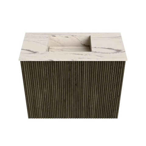Mondiaz JOYA-DLUX Meuble WC 50 cm - couleur Shadow - Lavabo FAYE position Gauche Sans trou de robinet couleur Nata. SW1424940