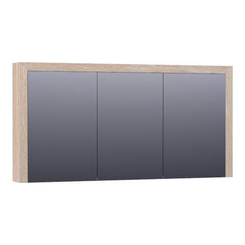 BRAUER Rise armoire de toilette – 139 x 70 x 15 cm – sans éclairage – 3 portes, portes-miroir double face – Chêne blanc SW371816