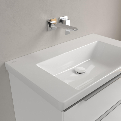 Villeroy & Boch Subway 3.0 meubelwastafel - zonder kraangat - zonder overloop - 80x47x16.5cm CeramicPluswit - White Alpine (glans wit) SW702153