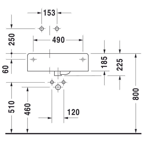 Duravit Variations Scola wastafel bak links - 61.5x46cm - met kraangat - glans wit 0304514