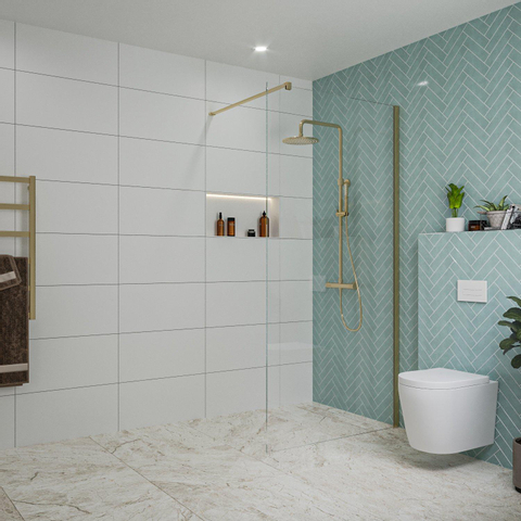 Fortifura Galeria Douche à l'italienne - 100x200cm - verre clair - Laiton brossé SW876744