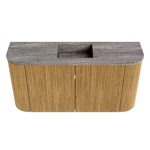 Mondiaz JOYA-DLUX 83.2cm meuble de salle de bains - arrondis gauche et droite couleur Oak - Vasque FAYE position Milieu 1 trou de robinet couleur Oza. SW1424137