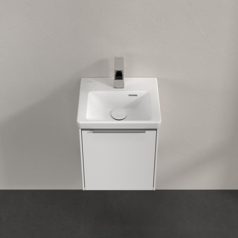 Villeroy & Boch Subway 3.0 wastafelonderkast - 40x40x30cm - met 1 rechtsdraaiende - softclose deur - met aluminium glanzende greep - spaanplaat - Brilliant White (wit) SW701652