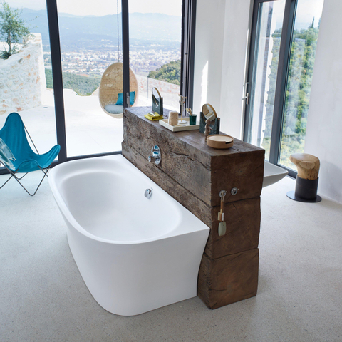 Duravit Cape cod Kunststof bad acryl - back-to-wall - 190x90x64cm - met aangevormd paneel - glans wit 0300898