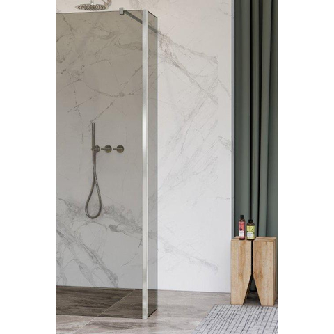 Fortifura Galeria Paroi latérale - 50x200cm - verre fumé - 8mm - avec profilé d'angle - Chrome SW925370