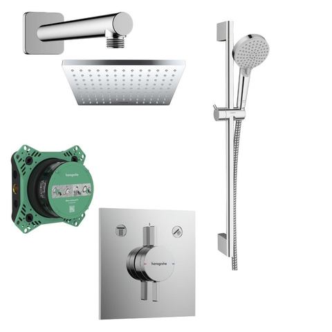 Hansgrohe Duoturn E - élément encastré - mitigeur - pomme de tête - bras de douche - support douchette - douchette - barre coulissante - flexible de douche - coulisseau - chrome SW1205651
