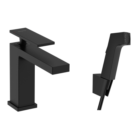 Hansgrohe Tecturis E Wastafelkraan - bidet - handdouche - doucheslang - 160cm - 14.4cm uitloop - mat zwart SW918393