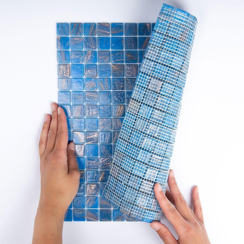 The Mosaic Factory Amsterdam carrelage mosaïque 32.2x32.2cm pour mur et sol intérieur et extérieur carré verre bleu SW62142