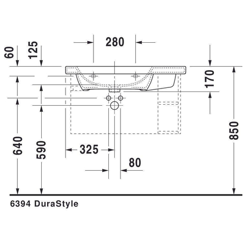 Duravit Durastyle Meubelwastafel asymmetrisch - met 1 kraangat links - 80x48cm - met wondergliss - wit SW54162