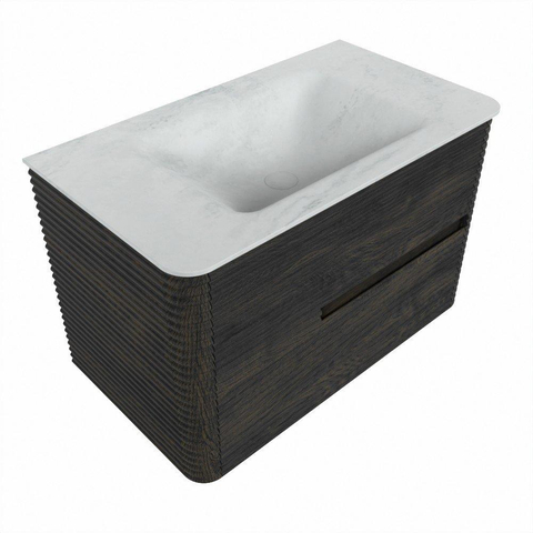 Mondiaz CIRO-DLUX Ensemble de meubles de salle de bains - 80x45x50cm - vasque solid surface Opalo - 1 lavabo au milieu - sans trous de robinet - 2 tiroirs - Shadow SW1532507