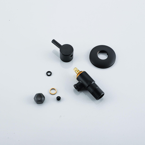 Fortifura Calvi Robinet d'arrêt d'angle - coudé - raccord mural 1/2" - raccord à compression 3/8" / 10 mm pour flexible - noir mat SW791728