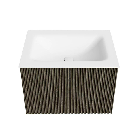 Mondiaz KURVE Badkamermeubelset - 60x46x40cm - 1 lade - wastafel solid surface - midden - zonder kraangat - Shadow SW1414198