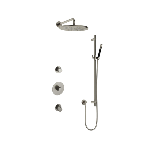 Hotbath Cobber IBS20 Regendoucheset - inbouw - 35cm wandarm - 30cm ronde hoofddouche - staafhanddouche - glijstang - geborsteld nikkel (RVS) SW440437