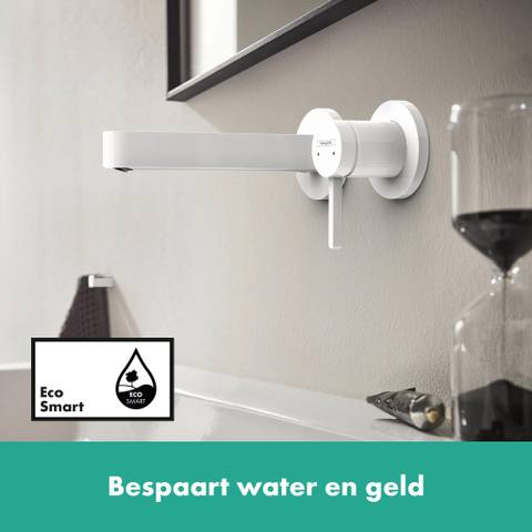 Hansgrohe Finoris 1 greeps wastafelkraan - inbouw - voorsprong 168 mm - met afvoerplug - mat wit SW651182