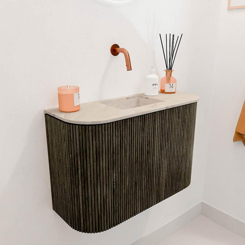 Mondiaz JOYA-DLUX 63.2cm toiletmeubel - ronding links en rechts kleur Shadow - Wastafel FAYE positie Midden Zonder kraangat kleur Frappe. SW1422708