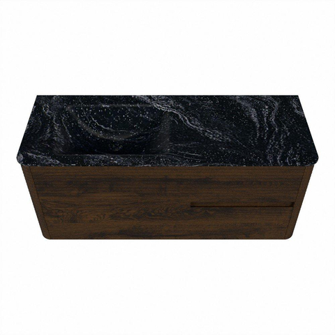 Mondiaz CIRO-DLUX Ensemble de meubles de salle de bains - 120x45x50cm - lavabo solid surface Lava - 1 bassin à gauche - sans trous de robinet - 2 tiroirs - Noyer SW1530217