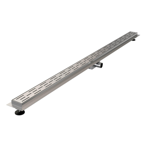 Brauer Caniveau de douche - 160x7x6.7cm - bride de sol peu profonde - sortie latérale - inox SW6723