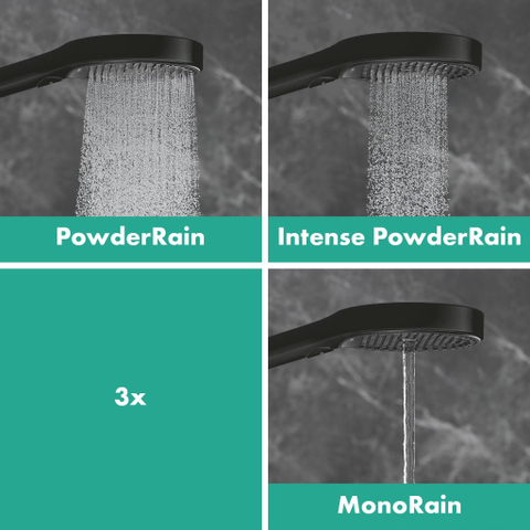 Hansgrohe RainFinity Doucheset - 130 - 3jet S Puro - 90cm pushsl Designflex - doucheslang - 160cm - mat zwart SW918366