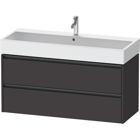 Duravit Ketho.2 Wastafelonderbouwkast - met 2 lade - voor enkele wastafel - 118.4x46x54.9cm - met grepen antraciet - grafiet supermat SW772974