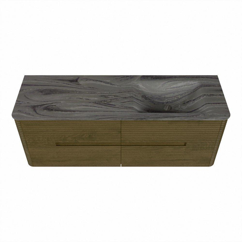 Mondiaz CIRO-DLUX Badkamermeubelset - 140x45x50cm - Solid surface wastafel Sombra - 1 wasbak Rechts - zonder kraangaten - 4 lades - Dusk SW1533406
