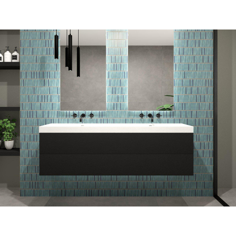 The Mosaic Factory Sevilla mozaïektegel - 28.2x30.8cm - wandtegel - Rechthoek - Porselein Azure Blue speckle Glans SW523999