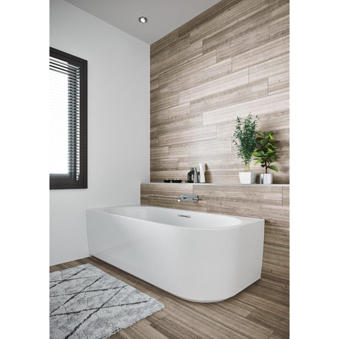 Riho Desire baignoire d'angle - 184x84cm - Installation d'angle gauche - avec remplisseur de baignoire chromé - Acrylique blanc brillant SW412199