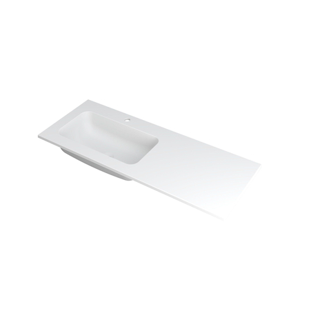 Ink faktor lavabo 120x1,5x45cm 1 trou pour robinet évier polystone blanc mat SW207280
