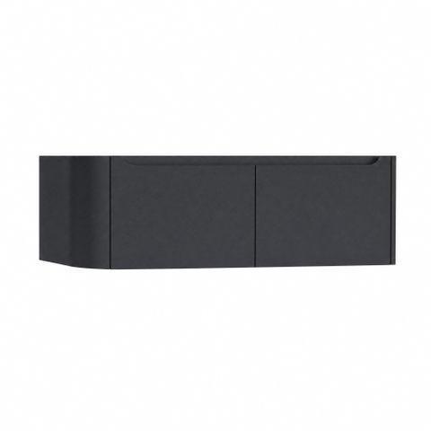 H&R Badmeubelen Juice Meuble sous vasque - 140x45x40cm - angle gauche arrondi - 2 tiroirs - poignée intégrée - Dark blue SW1110290