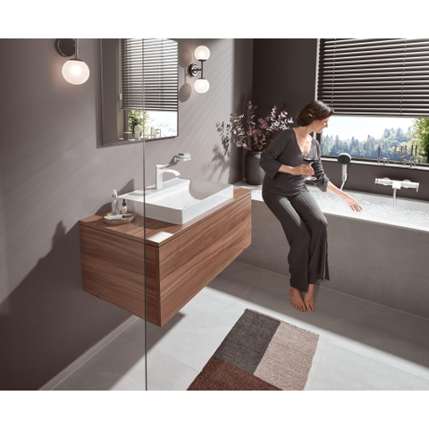 Hansgrohe VIVENIS 1 greeps wastafelkraan - 110 PopUp - trekwaste - mat wit SW642482