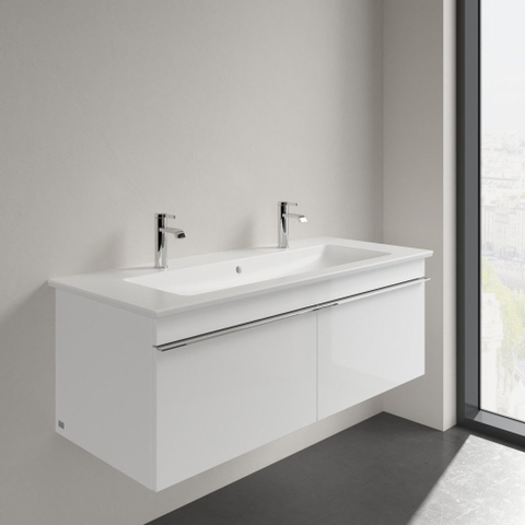 Villeroy & Boch venticello meubelwastafel - met 2 kraangaten - 120x50cm - met overloop CeramicPlus - Stone White (mat wit) SW209622