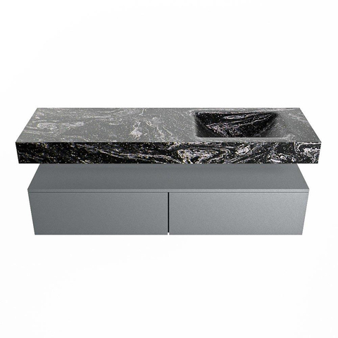 Mondiaz ALAN-DLUX Ensemble de meuble - 150cm - meuble Plata mat - 2 tiroirs - Lavabo Cloud Lava suspendu - vasque Droite - 0 trous de robinet SW808481