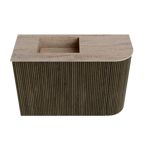 Mondiaz JOYA-DLUX Meuble de salle de bains 61,6cm - arrondi droite couleur Shadow - Vasque FAYE position Gauche 1 trou de robinet couleur Saba. SW1425131