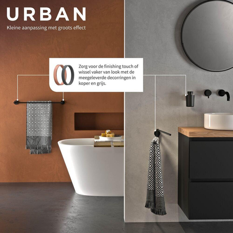 Tiger Urban Handdoekhouder - dubbel - draaibaar - rond - zwart SW877646