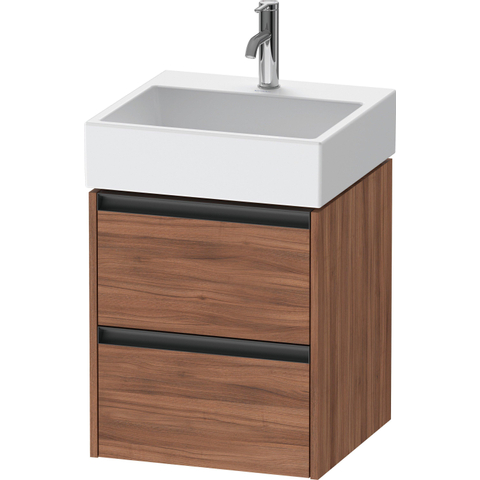 Duravit Ketho.2 Wastafelonderbouwkast - met 2 laden - 48.4x46x54.9cm - met grepen antraciet - noten mat SW773098