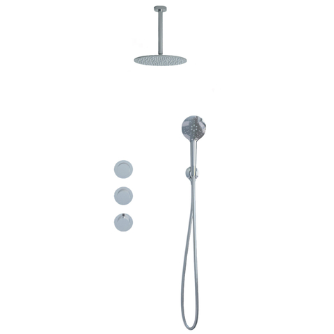 Fortifura Nebbio ensemble de douche pluie apparent – douche de tête Ø 30 cm – bras de plafond 20 cm – douchette ronde 1 jet – chrome SW1447087