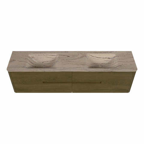 Mondiaz CIRO-DLUX Ensemble de meubles de salle de bains - 190x45x50cm - Plan vasque solid surface Arena - 2 cuves Double - sans trous de robinet - 4 tiroirs - Dusk SW1533140