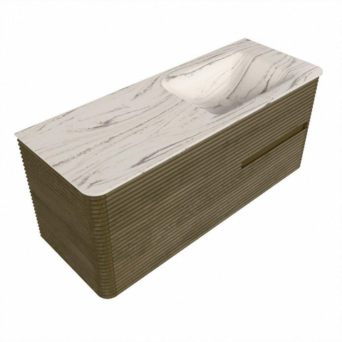 Mondiaz CIRO-DLUX Ensemble de meubles de salle de bains - 120x45x50cm - vasque en solid surface Nata - 1 bassin à droite - sans trous de robinet - 2 tiroirs - Dusk SW1533211