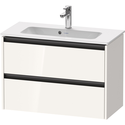 Duravit Ketho.2 Wastafelonderbouwkast - met 2 laden - 81x39x54.9cm - met grepen antraciet - hoogglans wit SW772383