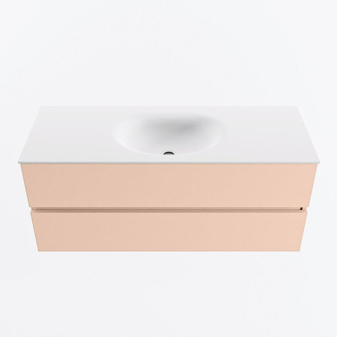 MONDIAZ VICA Ensemble meuble de salle de bains - 120cm - meuble bas rosee - 2 tiroirs - vasque moon centrale - 1 trou de robinet - version haute 60cm - talc SW1080353