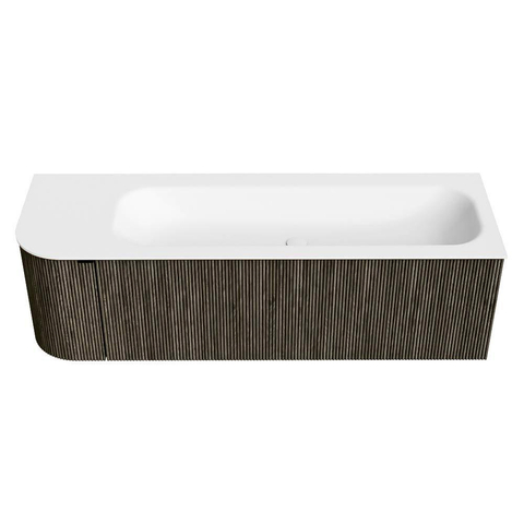 Mondiaz KURVE Badkamermeubelset - 145x46x40cm - 1 lade - 1 deur - wastafel solid surface - rechts - zonder kraangat - Shadow SW1414104