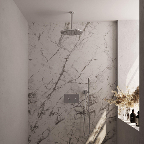 BRAUER Chrome Edition ensemble de douche pluie encastré – douche de tête Ø 30 cm – bras de plafond 30 cm – douchette bâton – avec inverseur SW925533