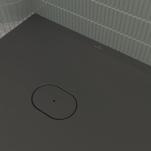 Villeroy & Boch Ecora douchebak - 160x80x4.5cm - afvoer korte zijde - anthracite (antraciet) SW1558971